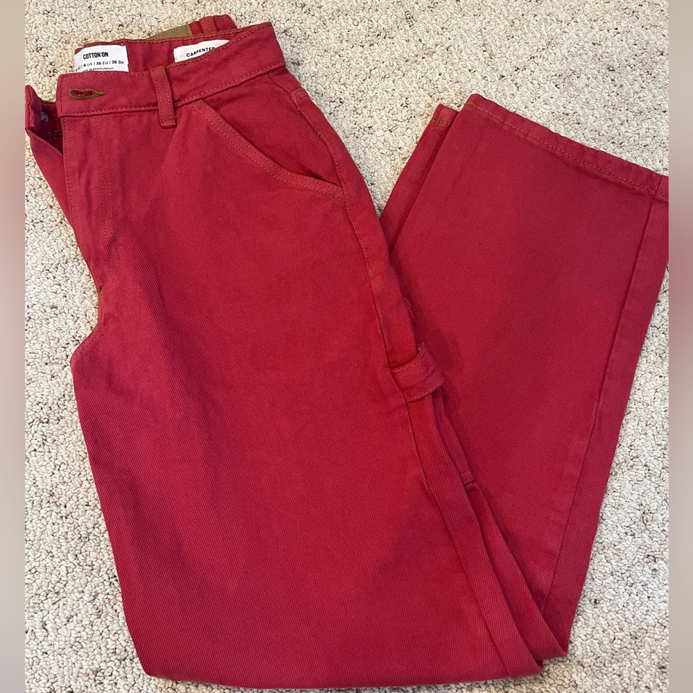 Red cotton on jeans
